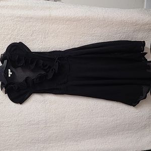 Black, formal dress, ruffle neck